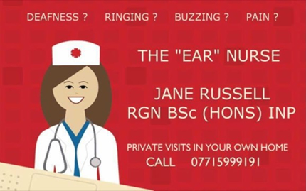 The Ear Nurse - Jane Russell RGN Bsc (HONS) INP - Call 07715999191 The Ear Nurse - Jane Russell RGN Bsc (HONS) INP