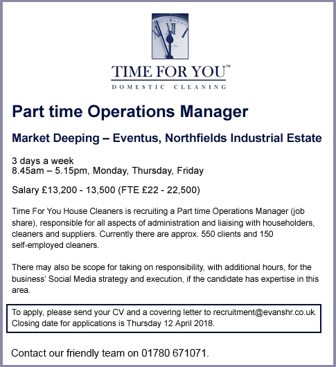 Part Time Operations Manager - Market Deeping Time for You job ad - Part Time Operations Manager