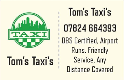 Tom's Taxi's, Bourne - Call 07824 664393 Tom's Taxi's, Bourne
