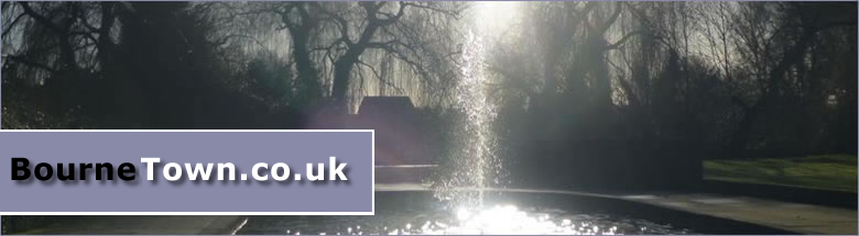 Fountain at sunset in Memorial Gardens, Bourne