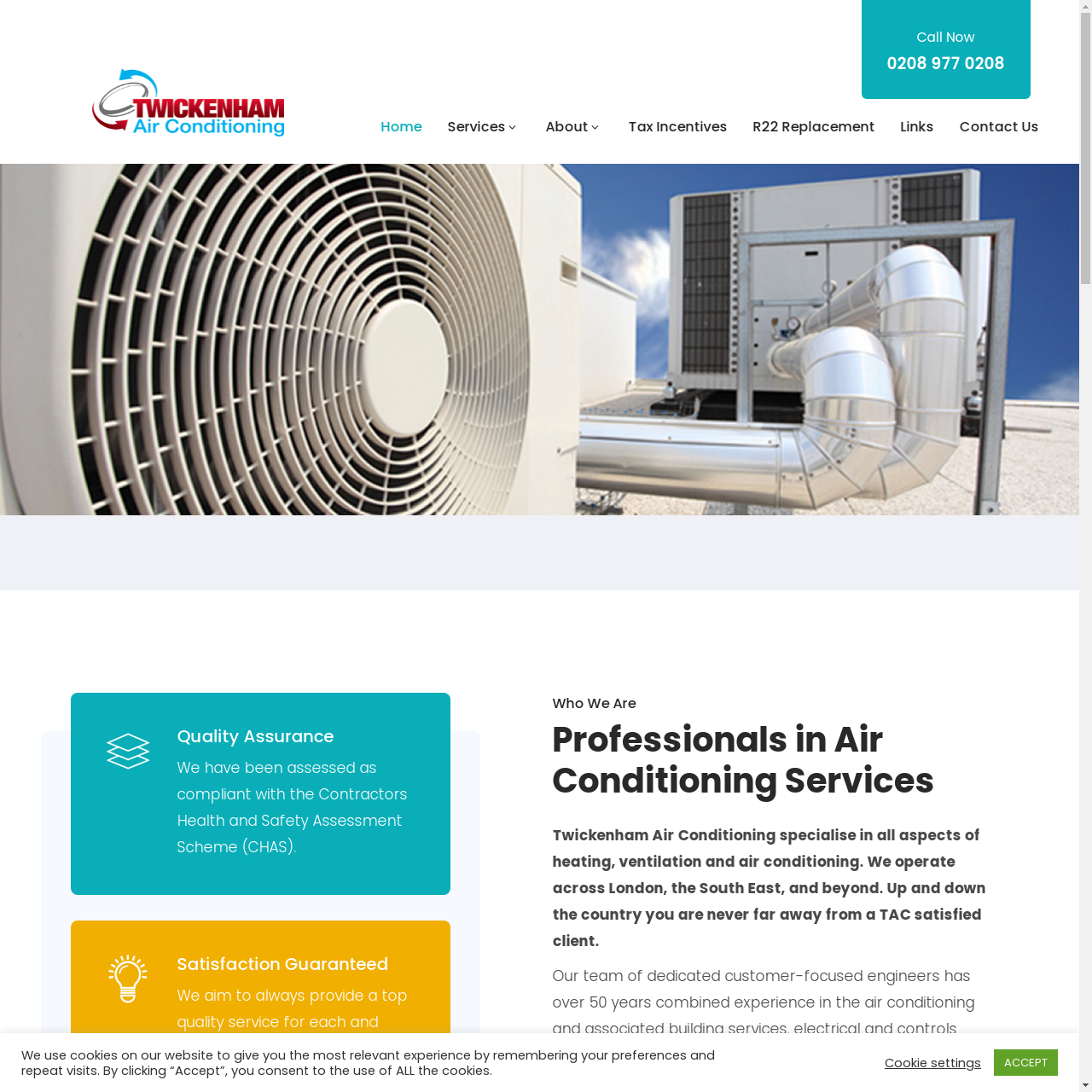 Twickenham Air Conditioing Website, designed and developed by MK Web