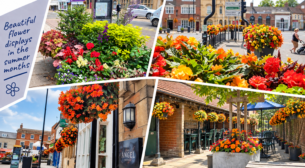 Flower displays in Bourne Town Centre