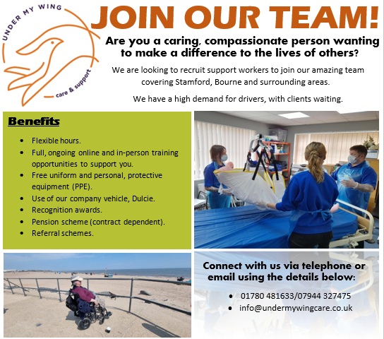 Join Our Team - Under the Wing - CALL 01780 481633 Join Our Team - Under the Wing