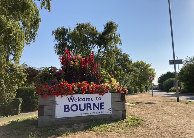 A planter on West Street in Bourne, provided by the Len Pick Trust