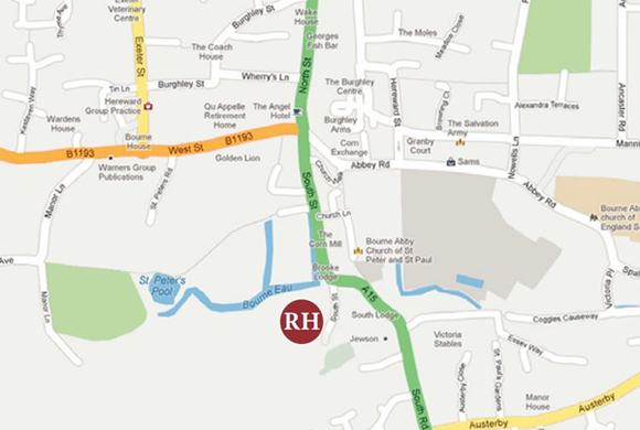The Red Hall Location, Bourne The Red Hall Location Map, Bourne